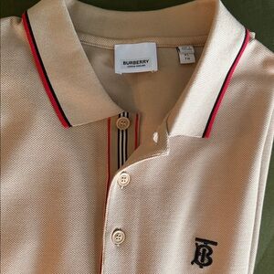 Burberry Beige Polo Shirt with Red Trim
